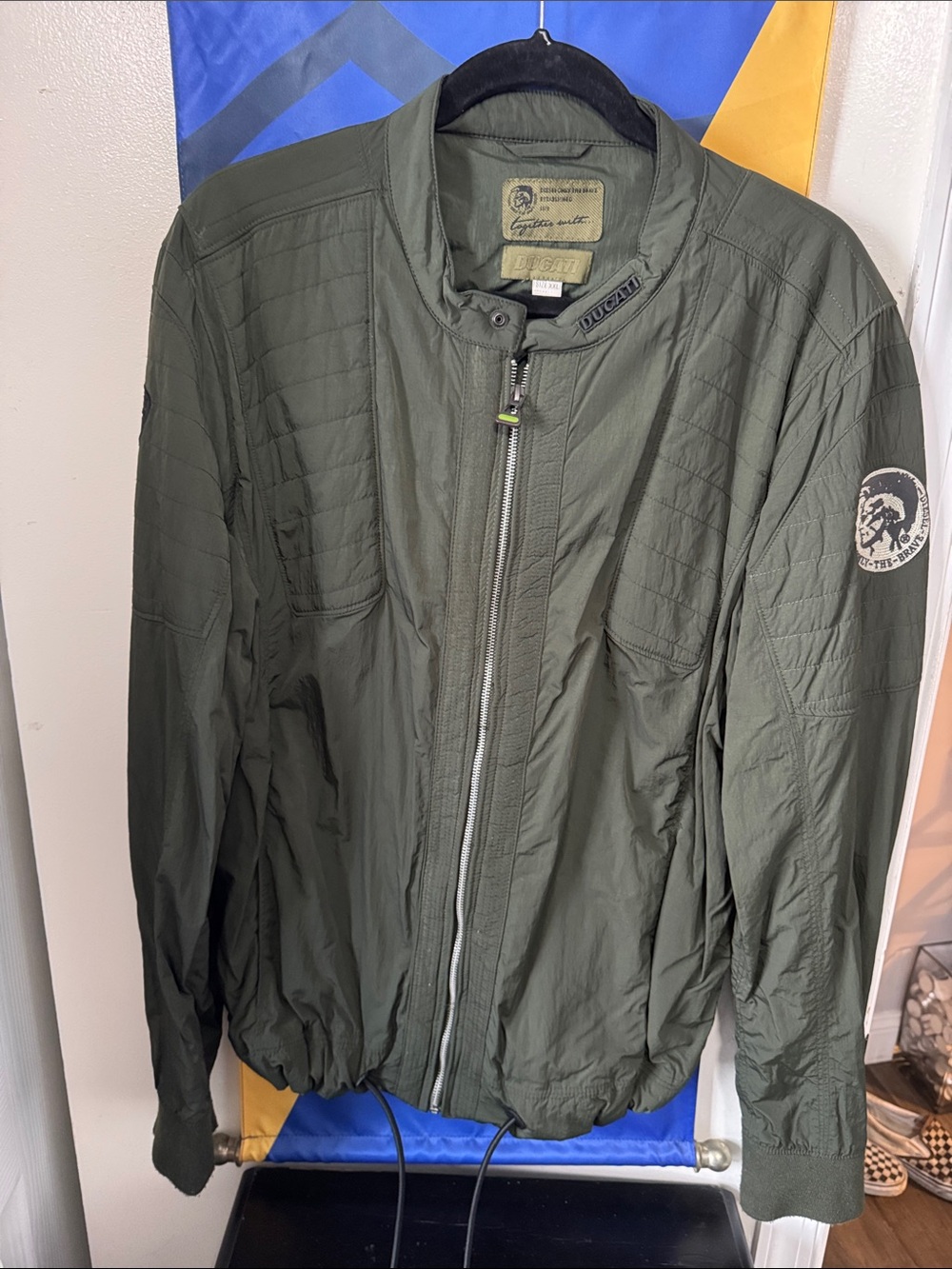 Diesel x DUCATI Olive Green Quilted Front Bomber Jacket SLIM FIT